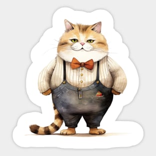 Whimsical Cute Cat wearing  a bow tie Sticker